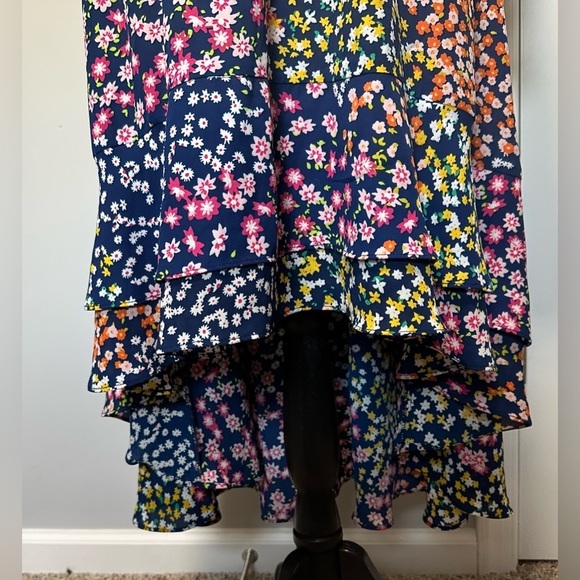 👗 Nanette Lepore Asymmetrical Dress - Navy Blue Floral (Size US 2, UK 6) 🌸 - Picture 5 of 13